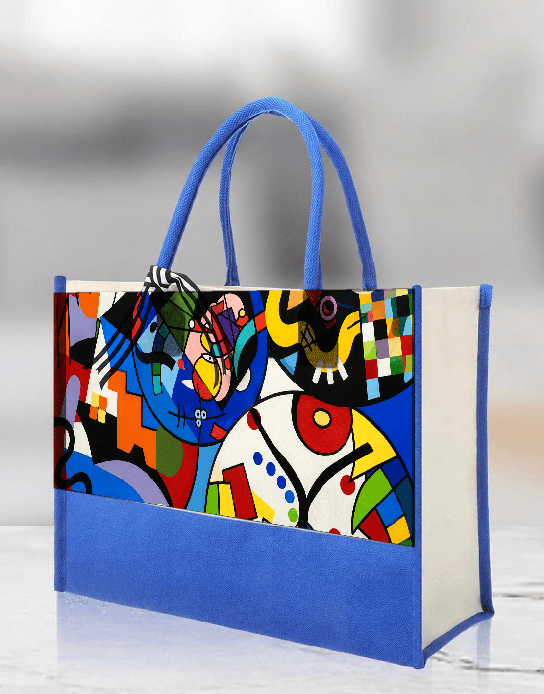 Colorful pop art handmade tote bag