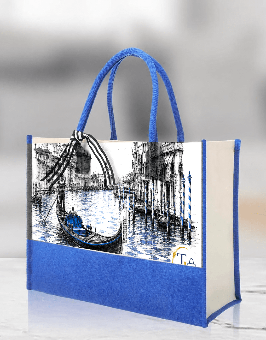 Blue Venice handmade tote bags